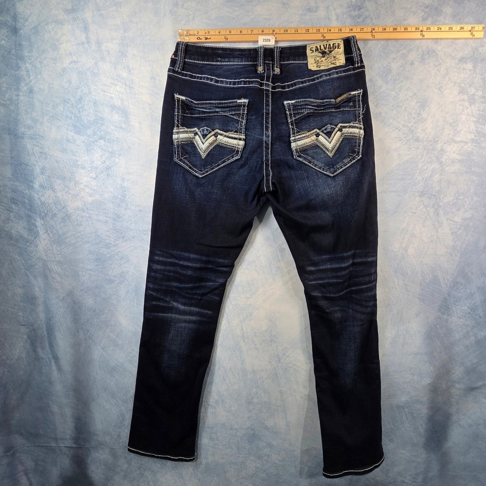 Salvage Havoc Straight Slim Fit Jeans Mens 31x32 Dark Wash Buckle Exclusive 2326